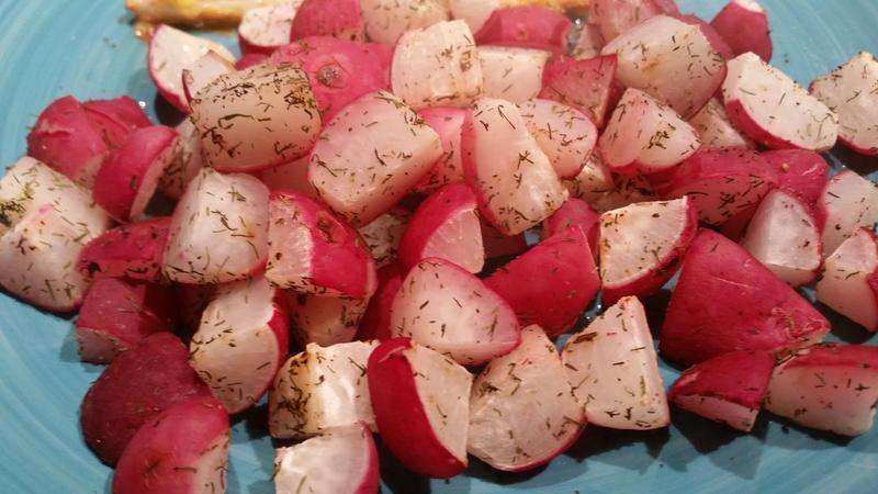 Garlic Dill Roasted Radishes (No-tatoes)