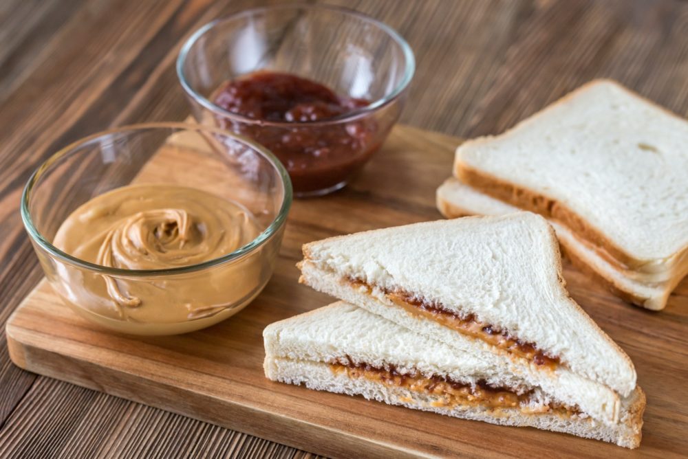 A peanut butter and jelly sandwich