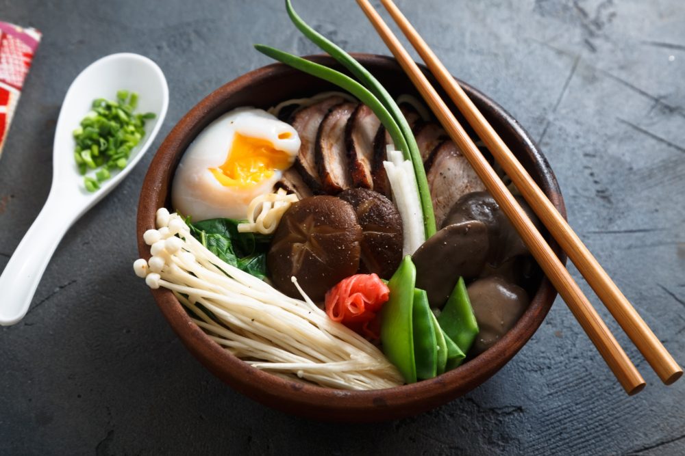 Asian Shiitake, Enoki, spring onions Mushroom egg Noodle or ramen