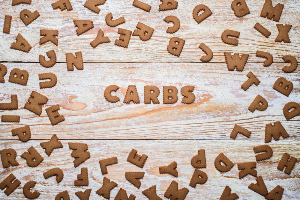 Word CARBS made from cookies