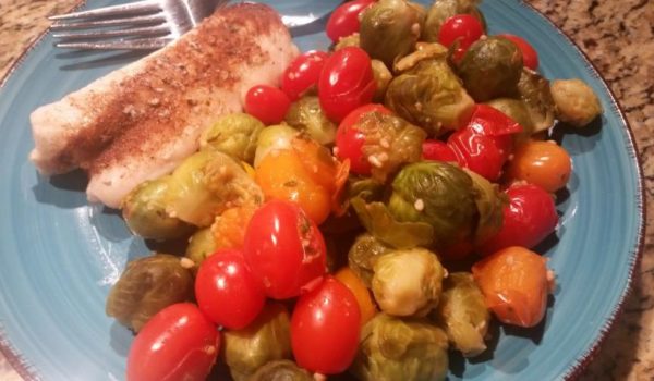 Hot Garlic Tomatoes &amp; Brussel Sprouts